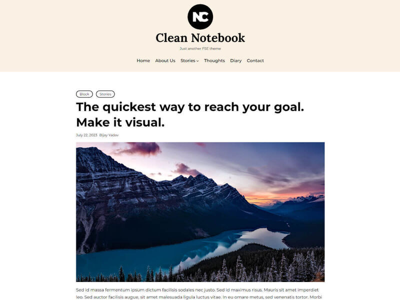 Clean Notebook - Minimal FSE Blog Theme