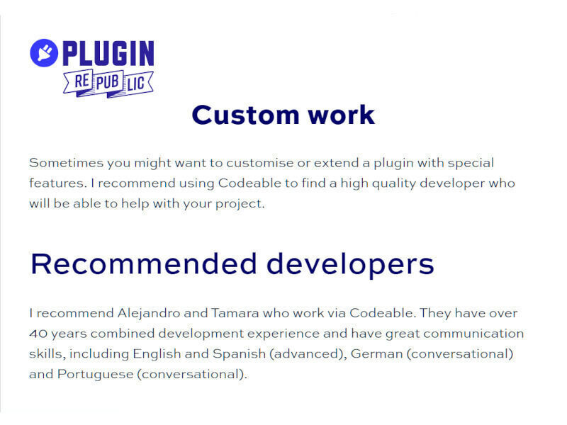 Recommended Plugin Republic Developers