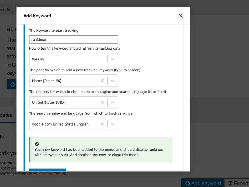 SEO rank tracking custom plugin development with ReactJS