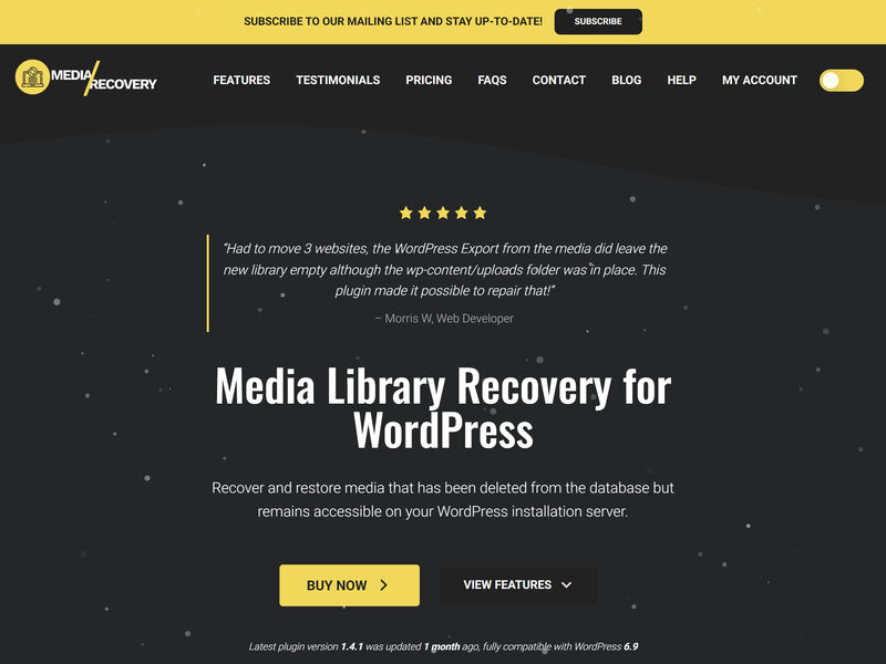 Media Library Recovery for WordPress