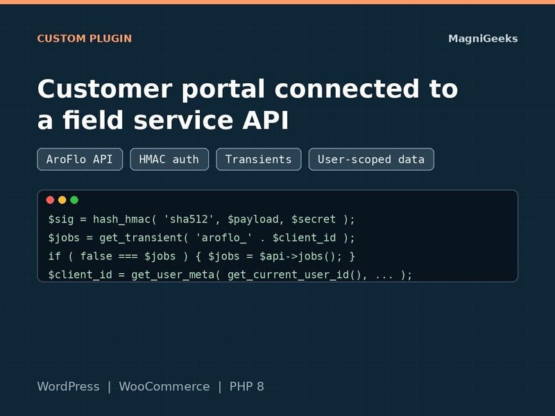 Plugin: customer portal connected to a field service API