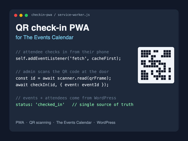 PWA: QR check-in app for The Events Calendar