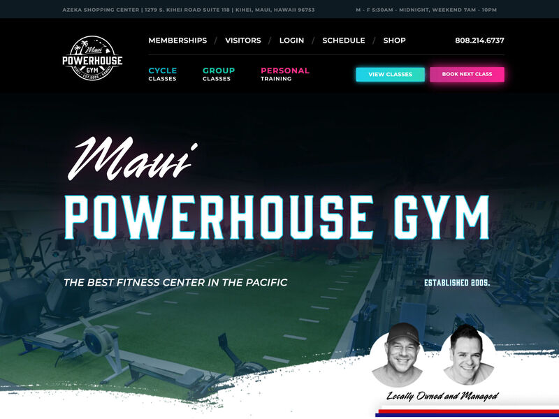 Website development for a popular gym based in Maui, HI.