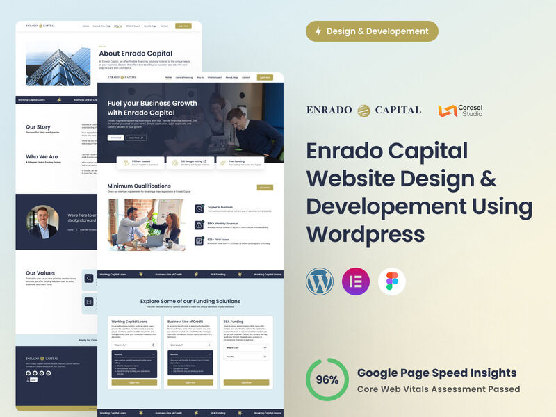 Enrado Capital Figma Design and WordPress (Elementor) Development