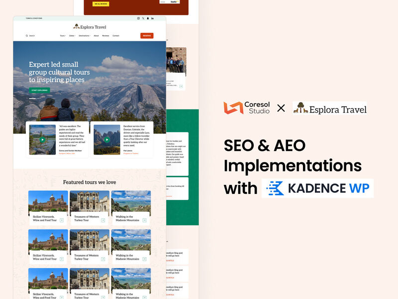 Esplora Travels - Redesign in Figma & Develop using Kadence