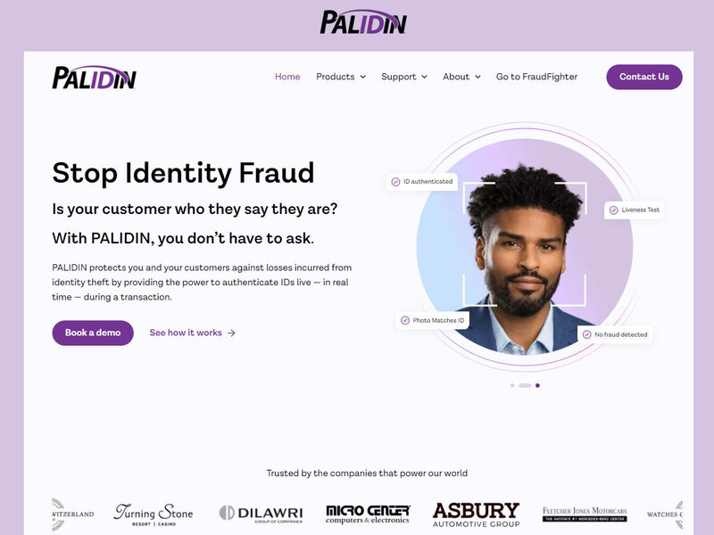 PALIDIN Saas company: Identity Authentication Website
