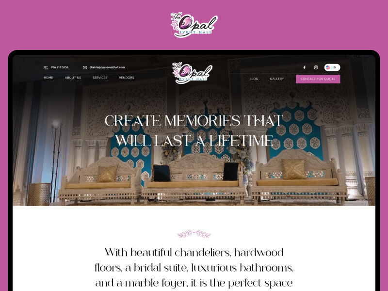 Opal Event Hall - Elegant Event Venue Website