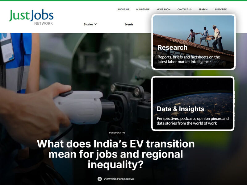 JustJobs Network - Custom site for a Research & Policy Platform