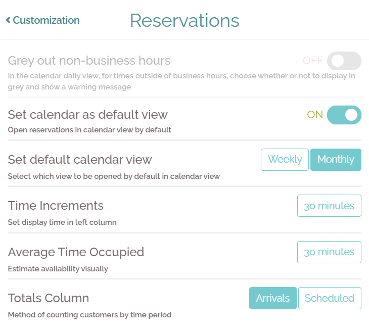 browser reservation settings