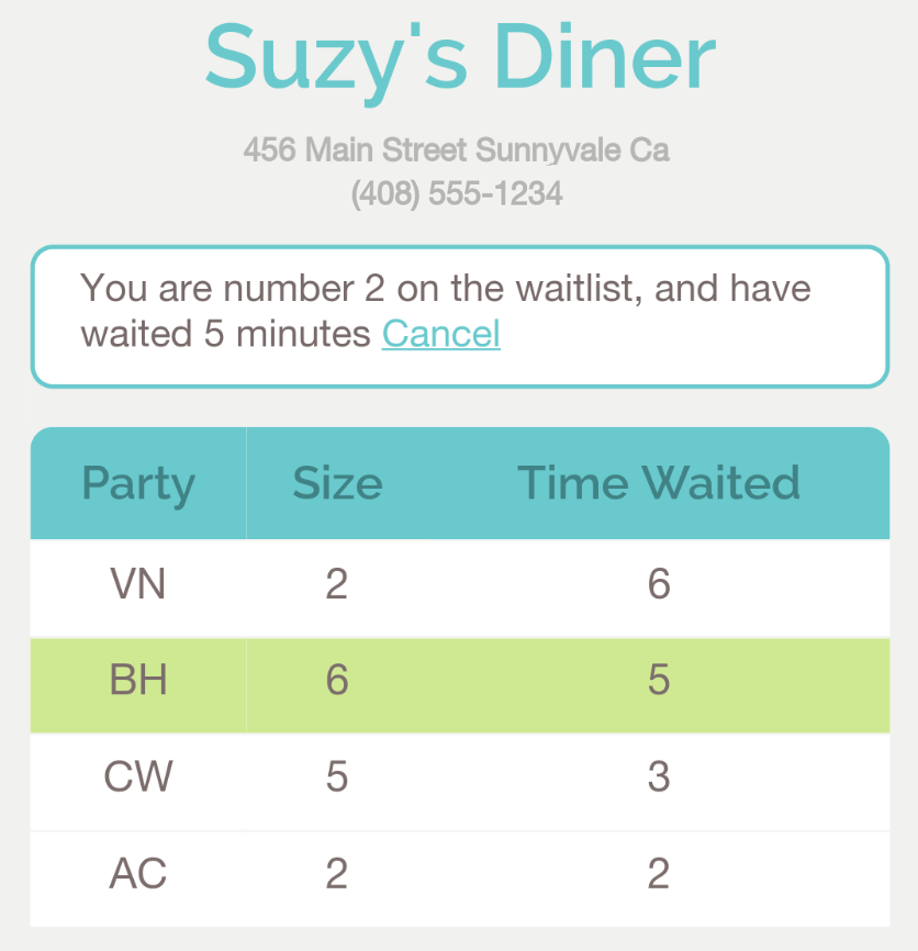 public 

waitlist on phone