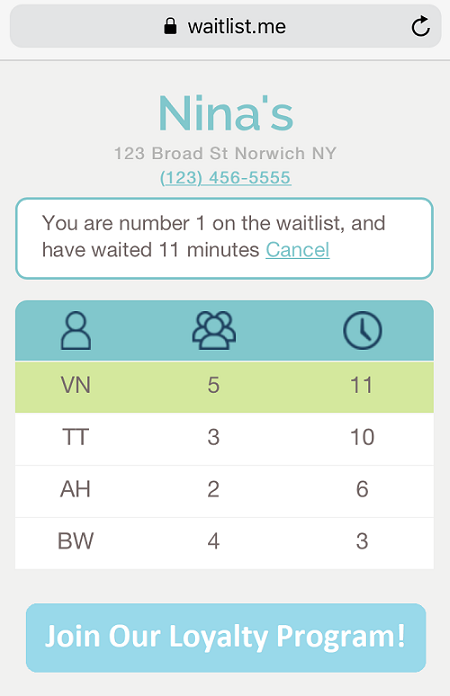 public waitlist on phone