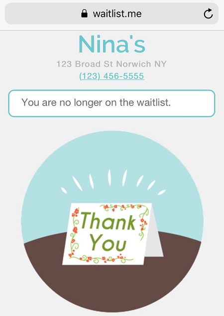 public waitlist thank you message