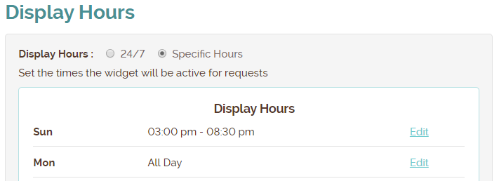 display hours