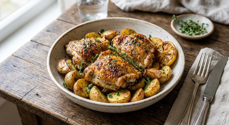 Lemon Herb Roast Chicken Thighs