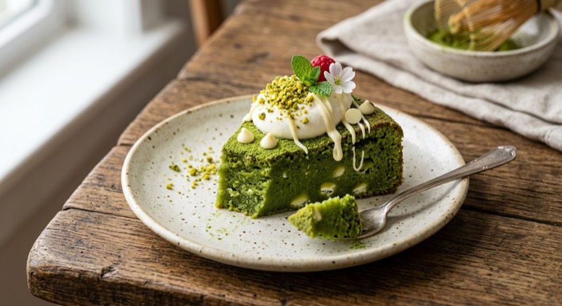 Matcha White Chocolate Mochi Cake