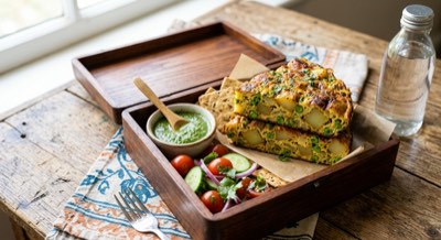 Indian-Spiced Potato & Pea Frittata