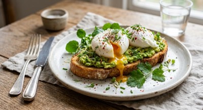 Poached Eggs with Avocado on Sourdough