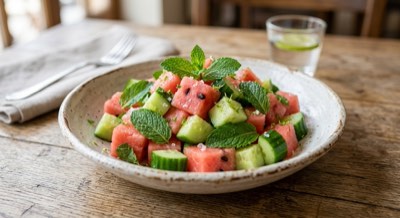 Watermelon, Cucumber and Mint Salad