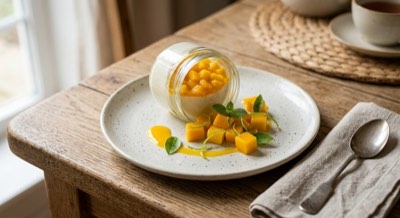 Coconut Panna Cotta with Mango