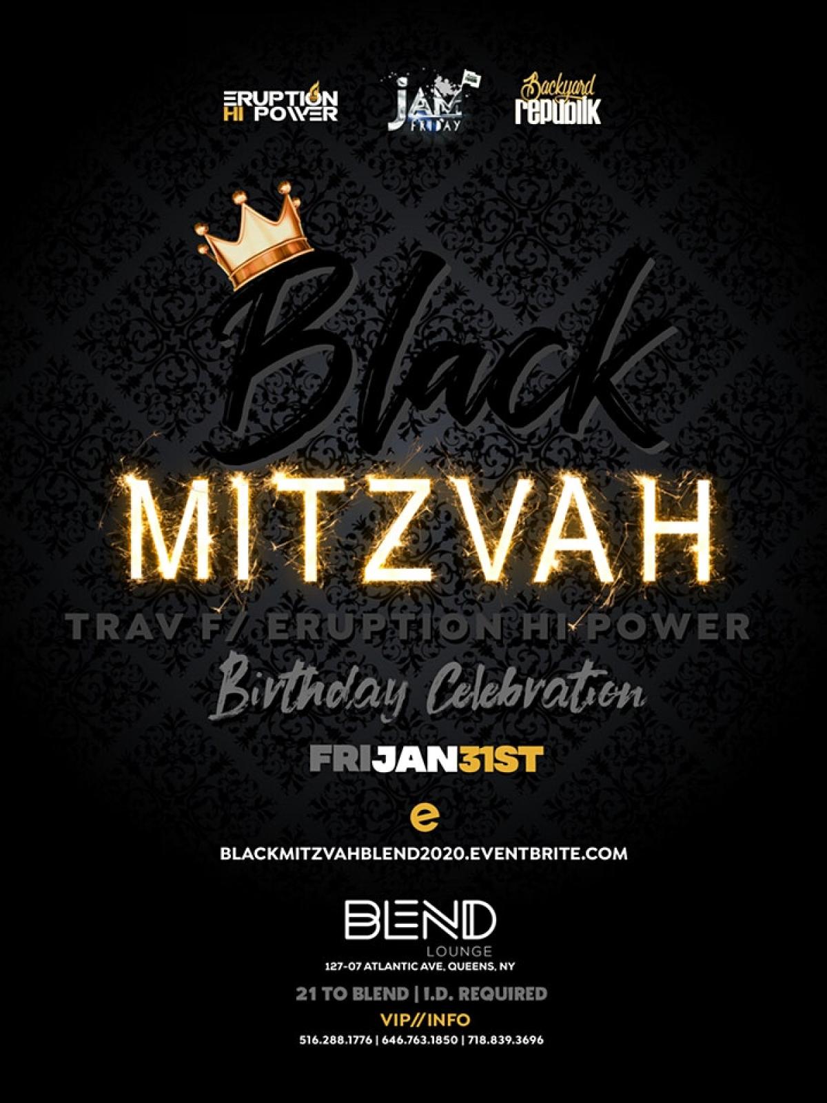 Black Mitzvah flyer or graphic.