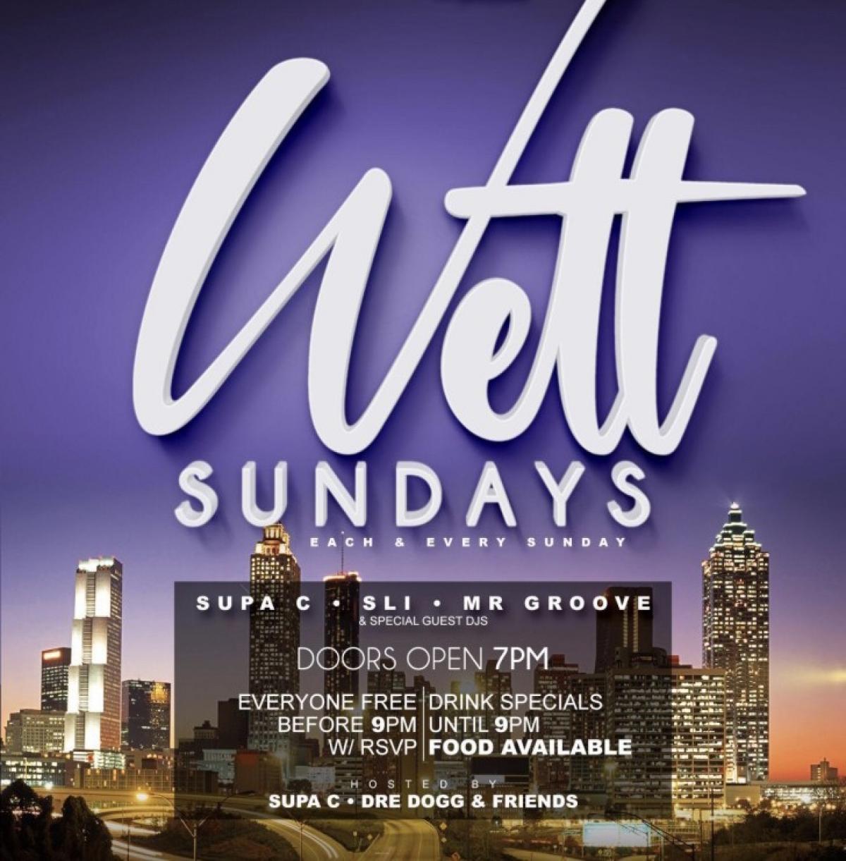 Wett Sundays flyer or graphic.