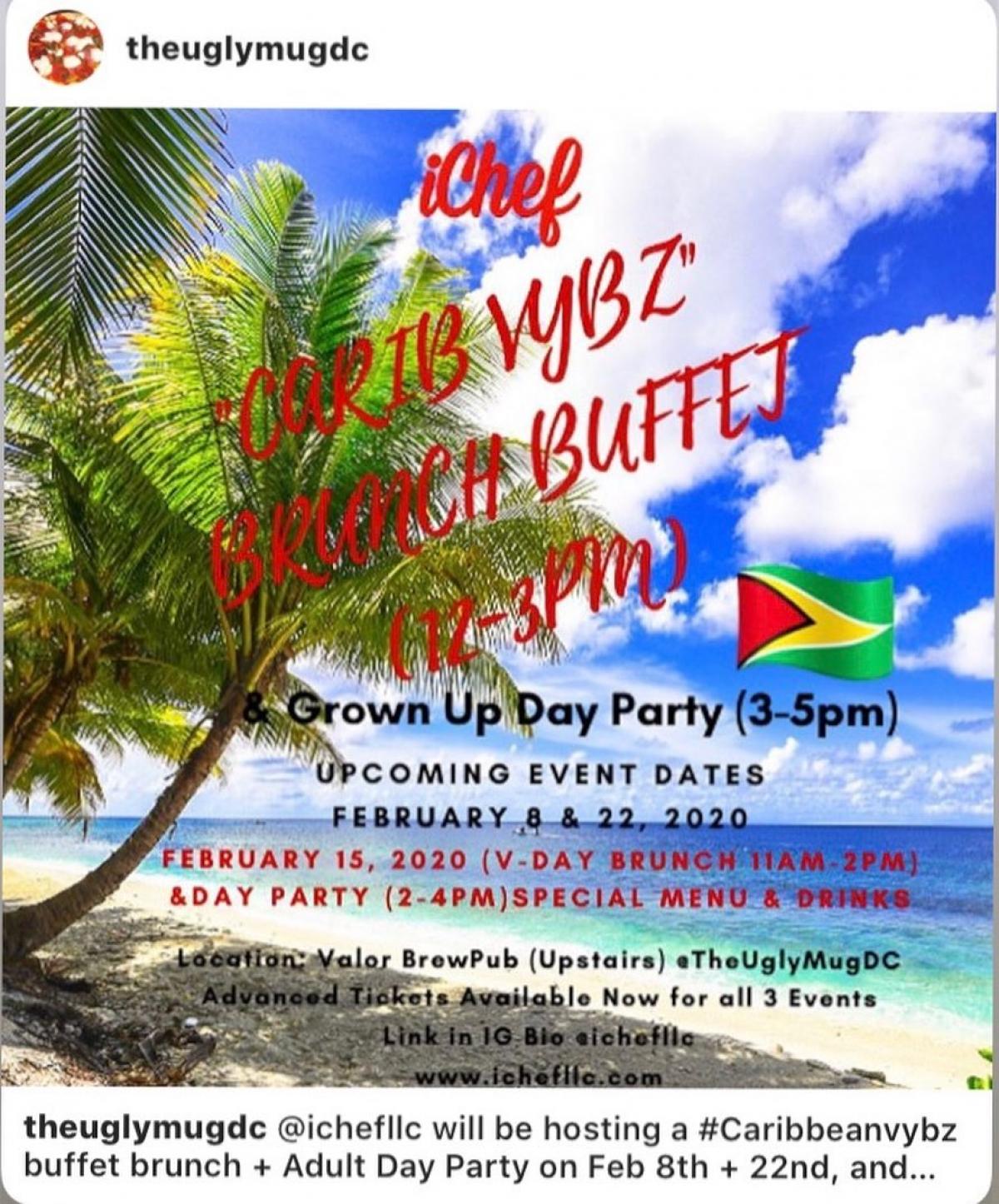 Carib Vybz Brunch Buffet and Grown-Up Day Party flyer or graphic.