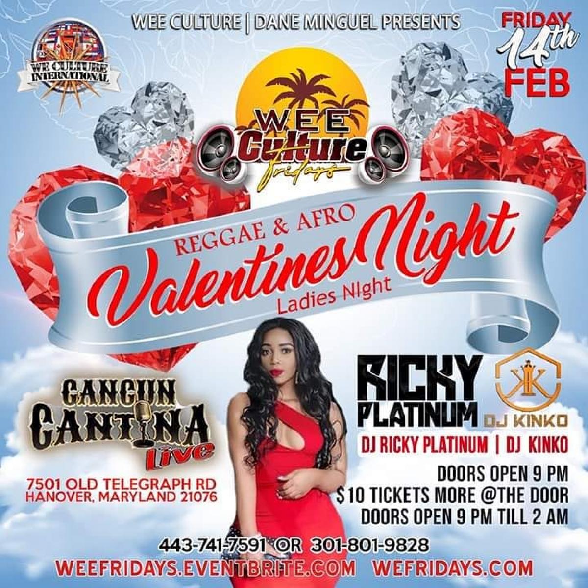 Wee Culture Fridays: Valentines Night flyer or graphic.