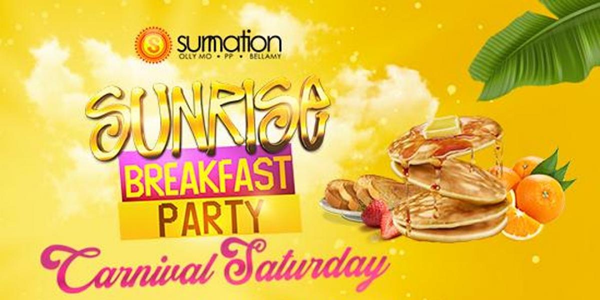 Sunrise Breakfast Party flyer or graphic.