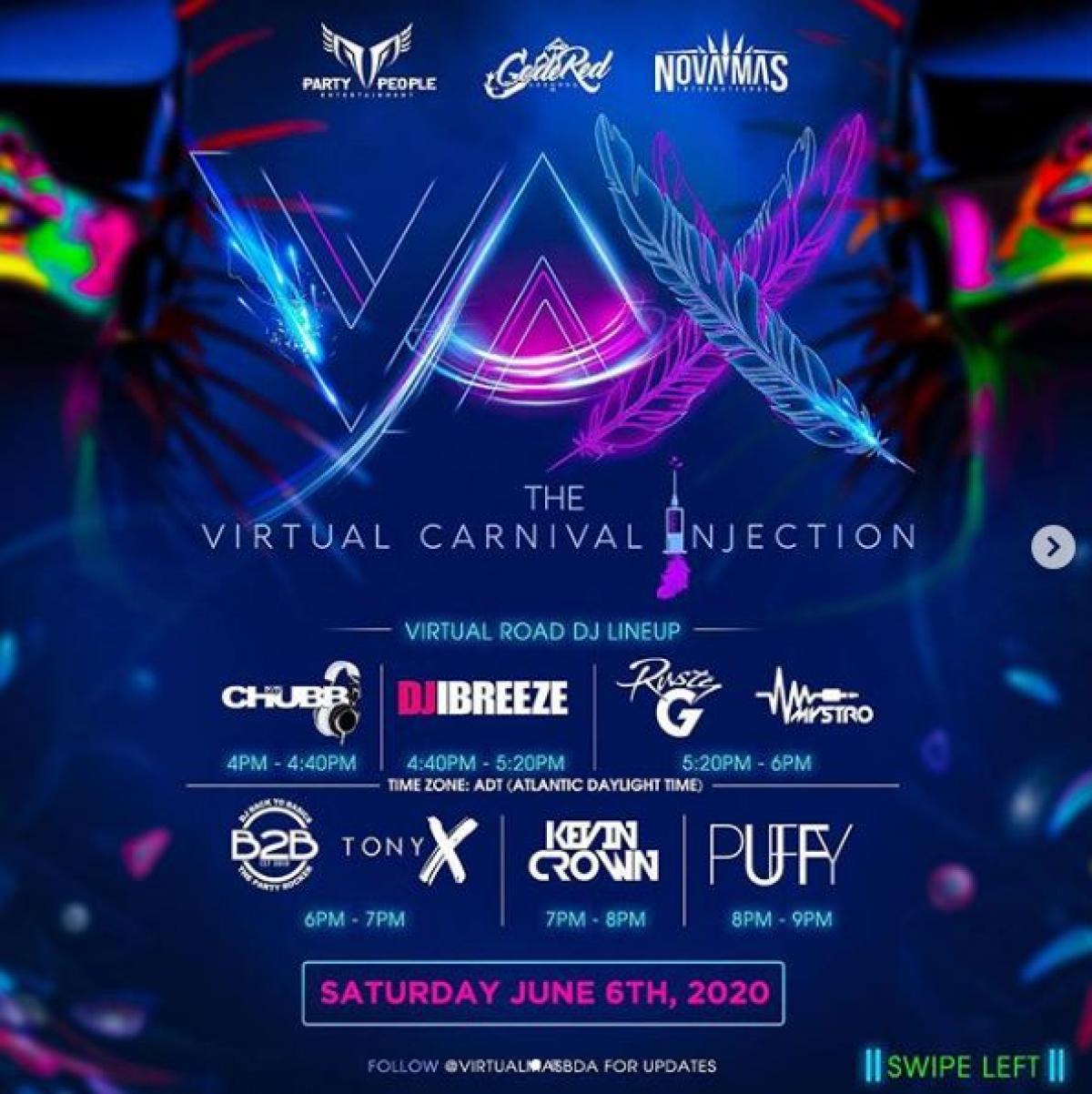 Virtual Carnival Injection flyer or graphic.