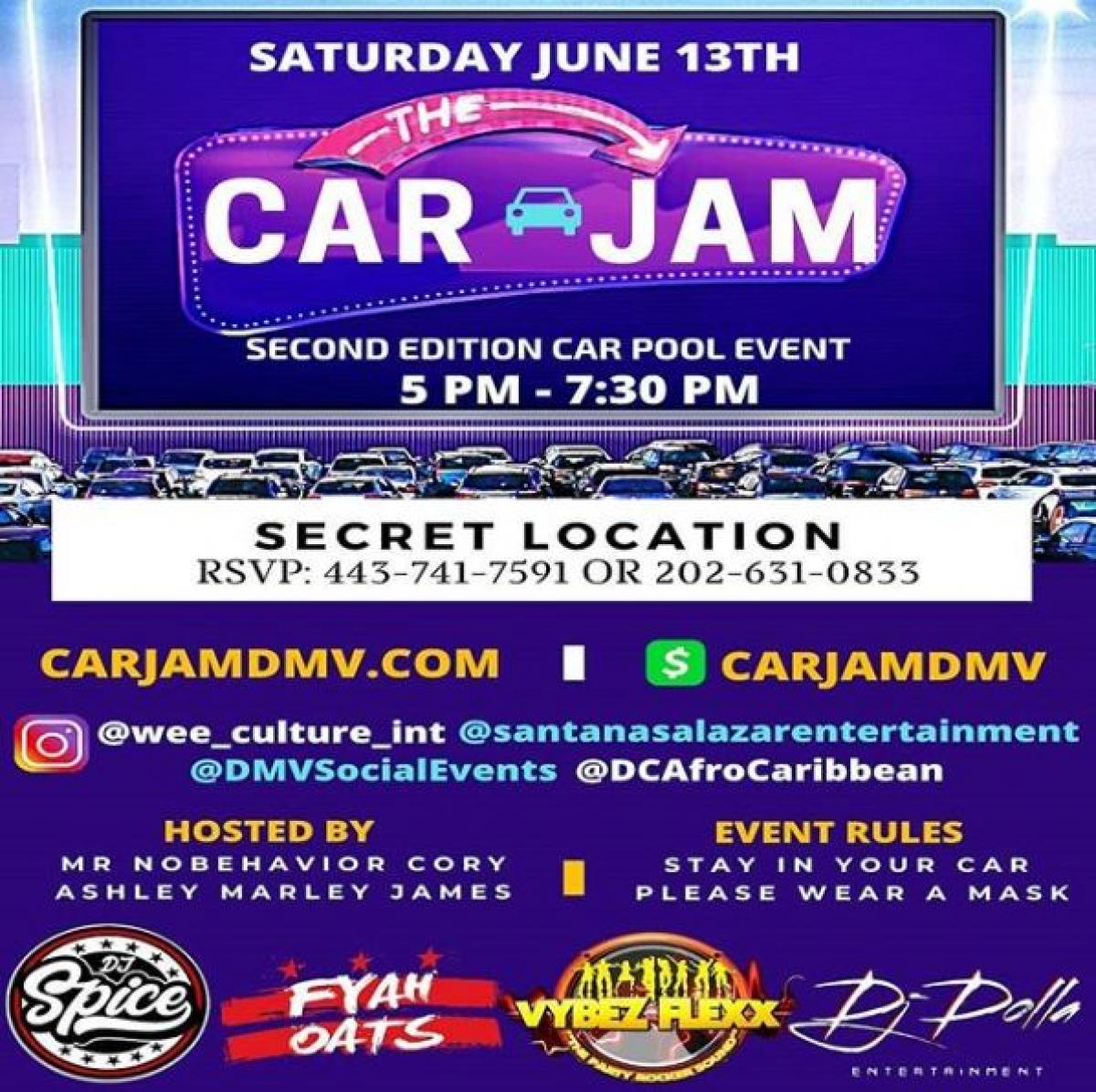 Second Edition Car Pool Jam flyer or graphic.