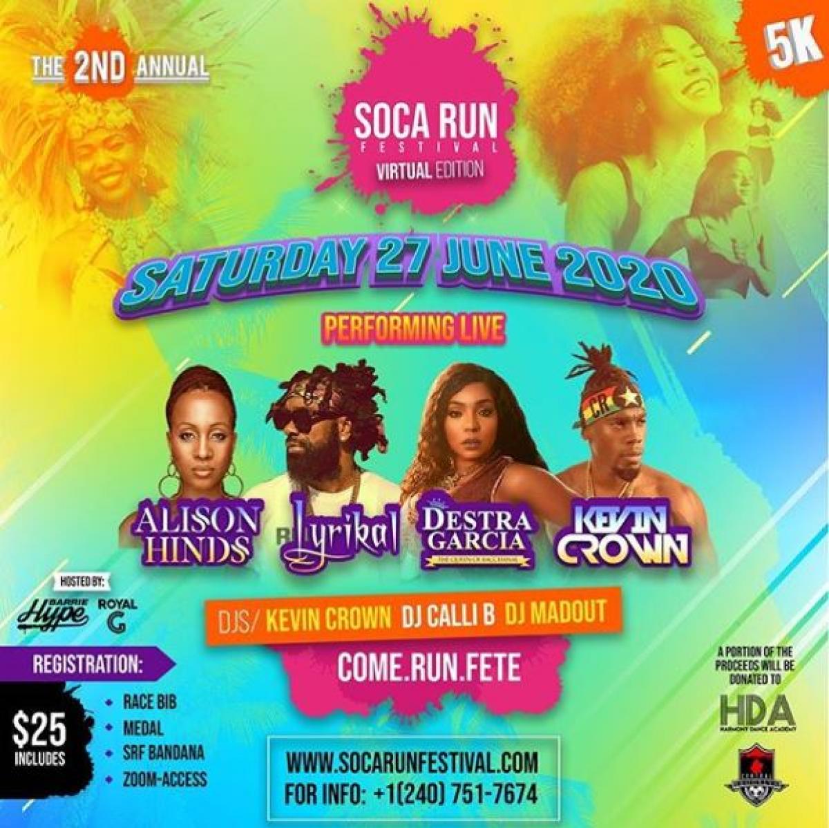 Soca Run Festival flyer or graphic.