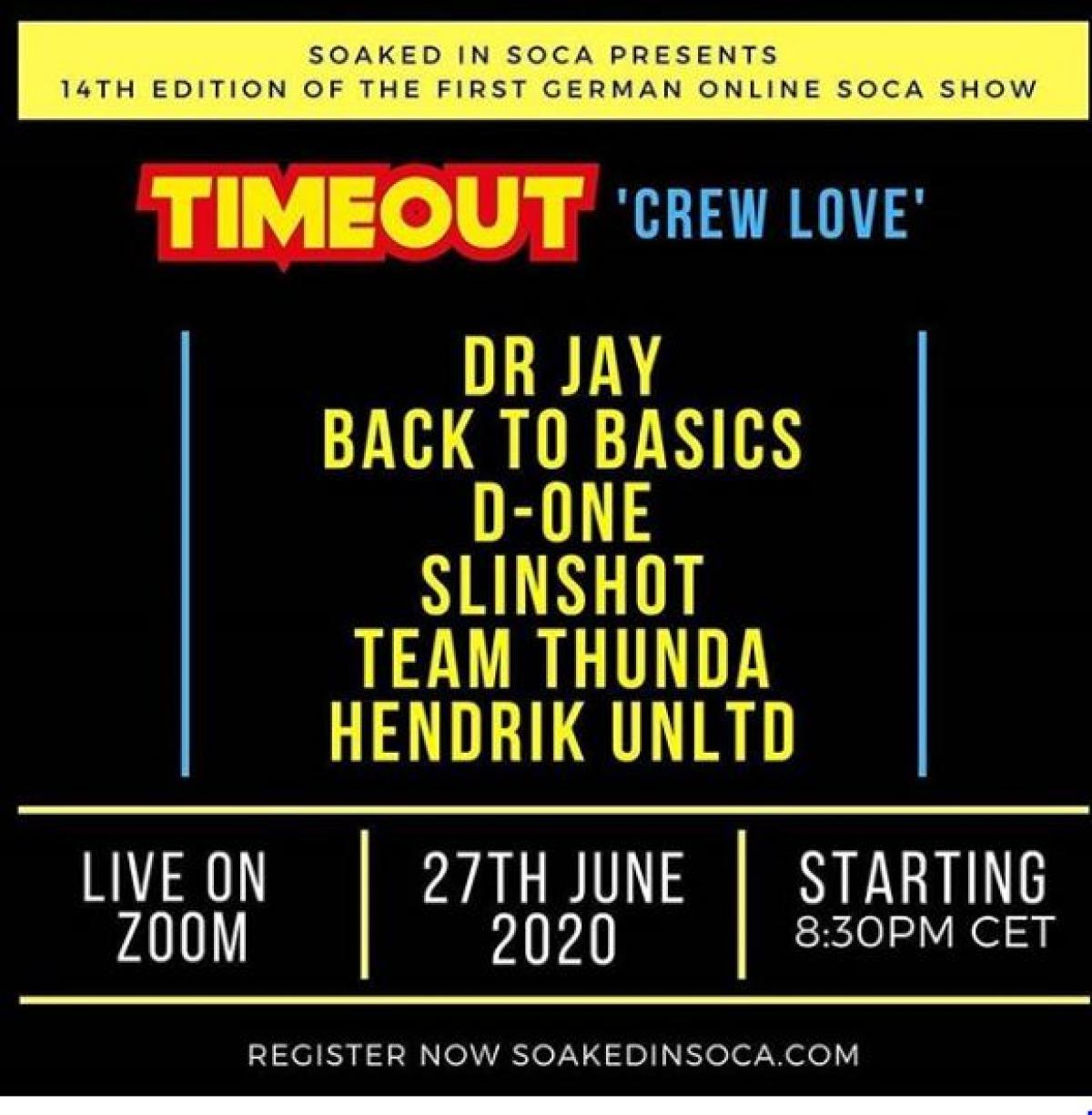 Timeout "Crew Love" flyer or graphic.