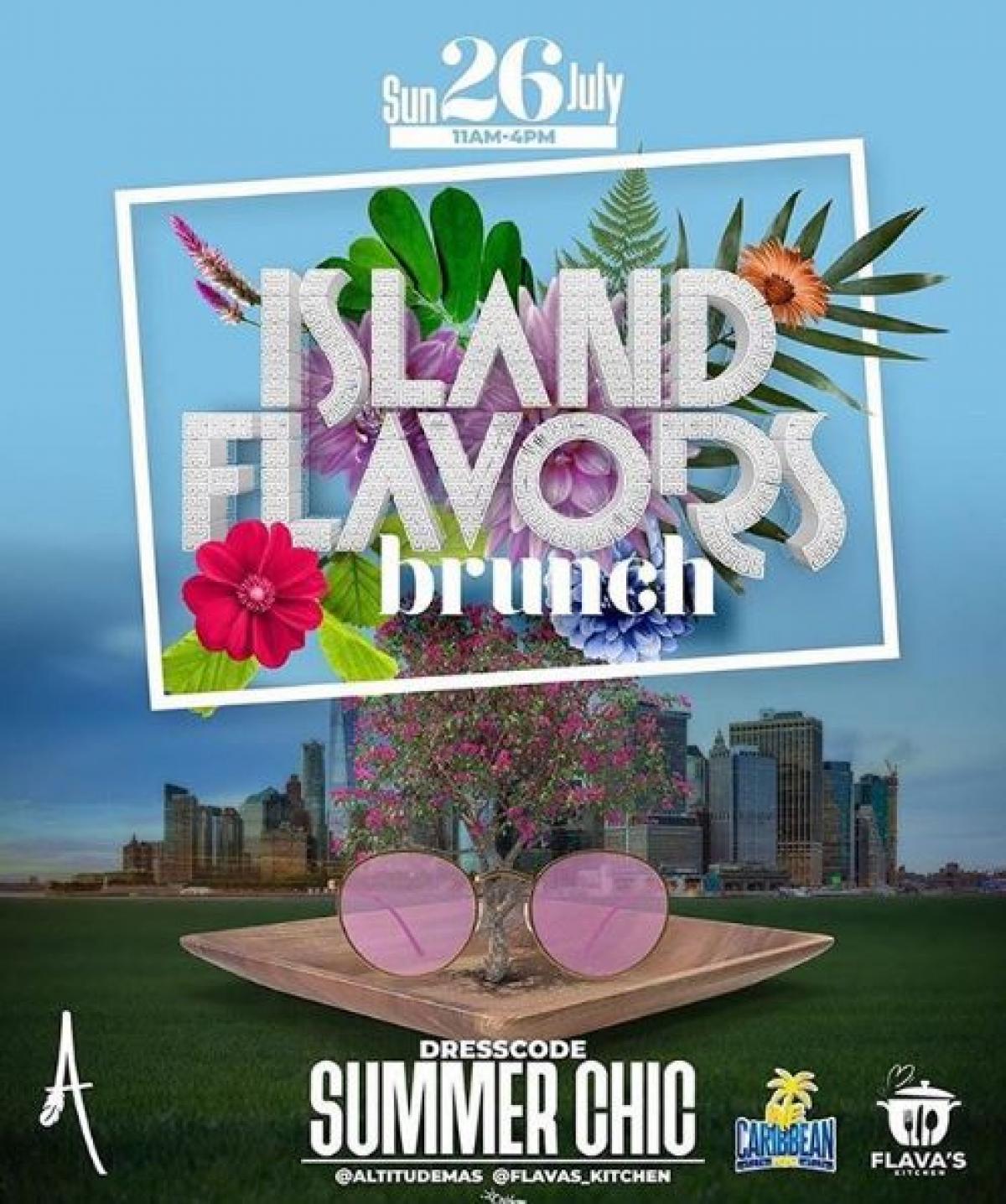 Island Flavors Brunch flyer or graphic.