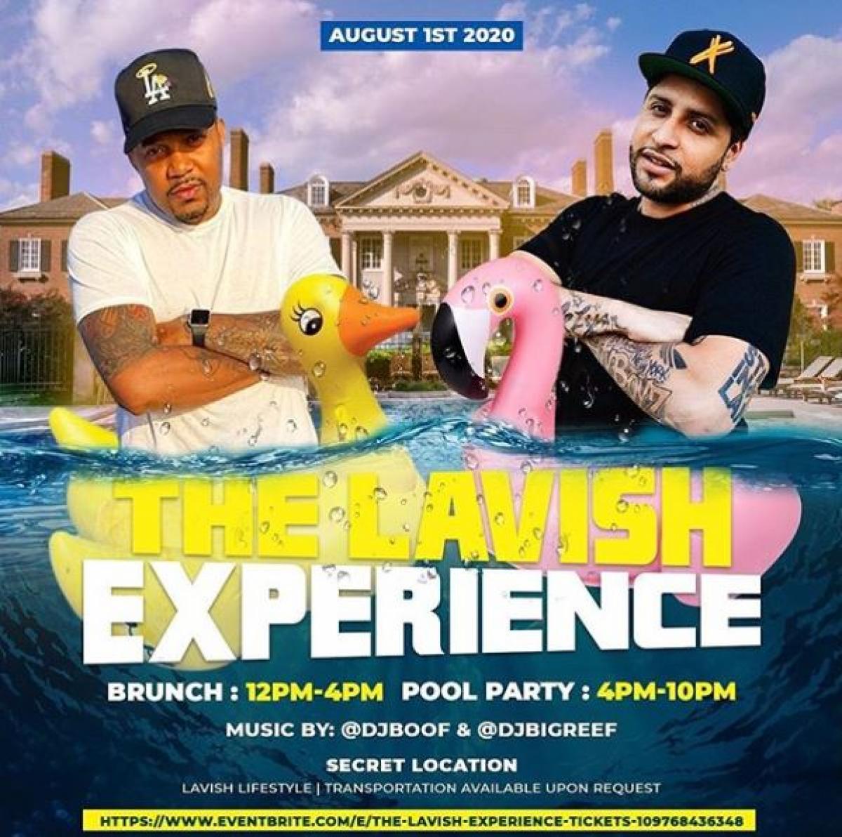 The Lavish Experience Pool Party flyer or graphic.