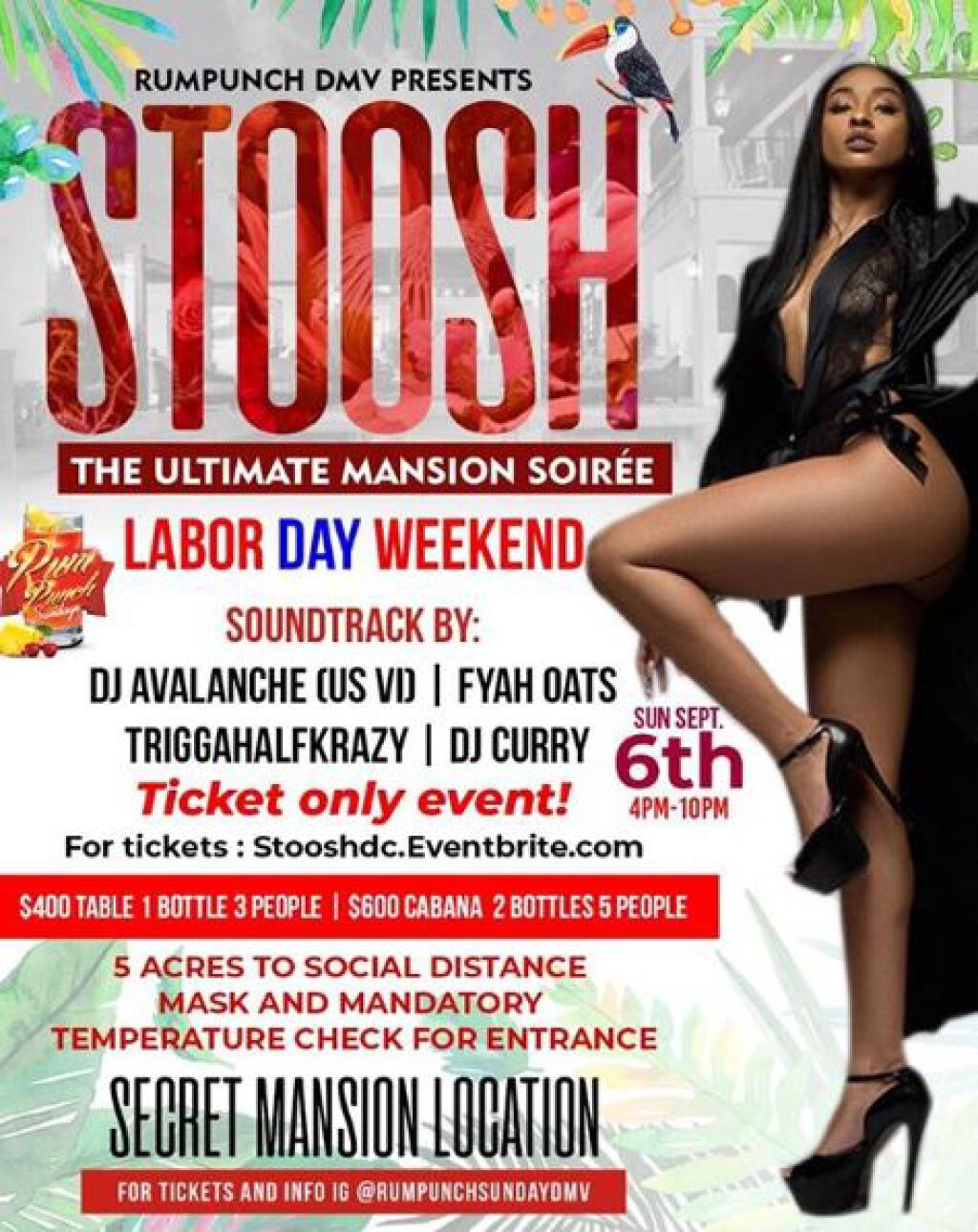 Stoosh flyer or graphic.