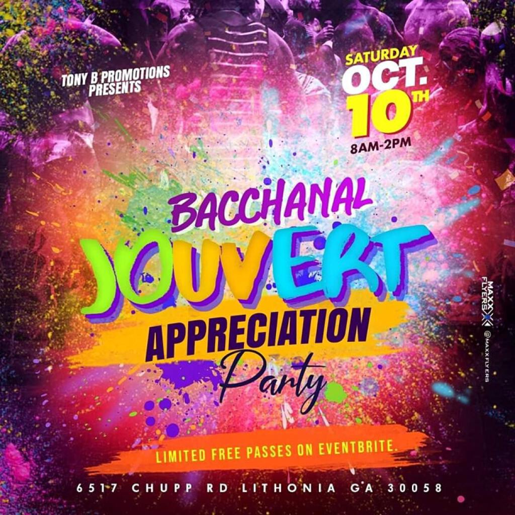 Bacchanal Jouvert flyer or graphic.