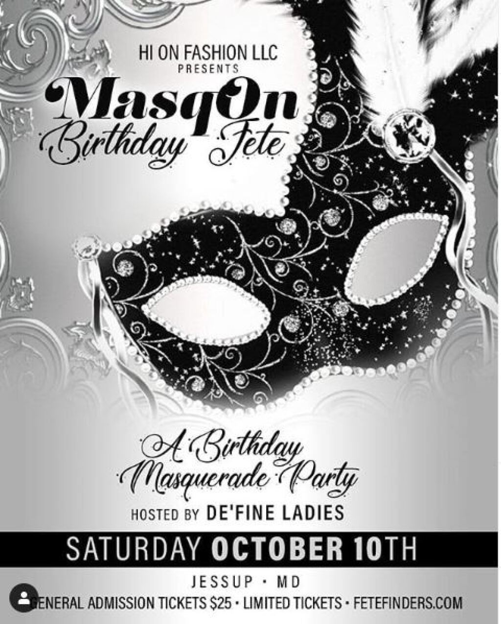 Masq On Birthday Fete flyer or graphic.