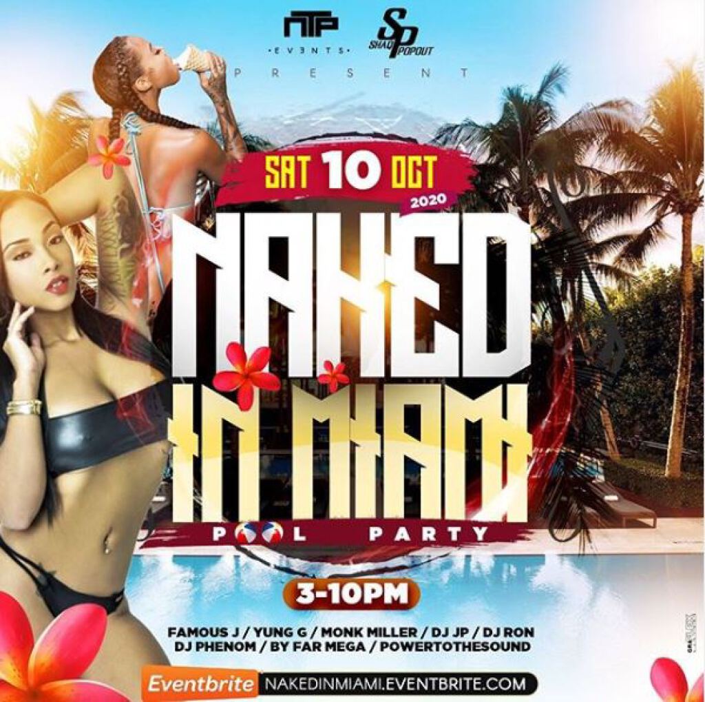 Naked In Miami flyer or graphic.