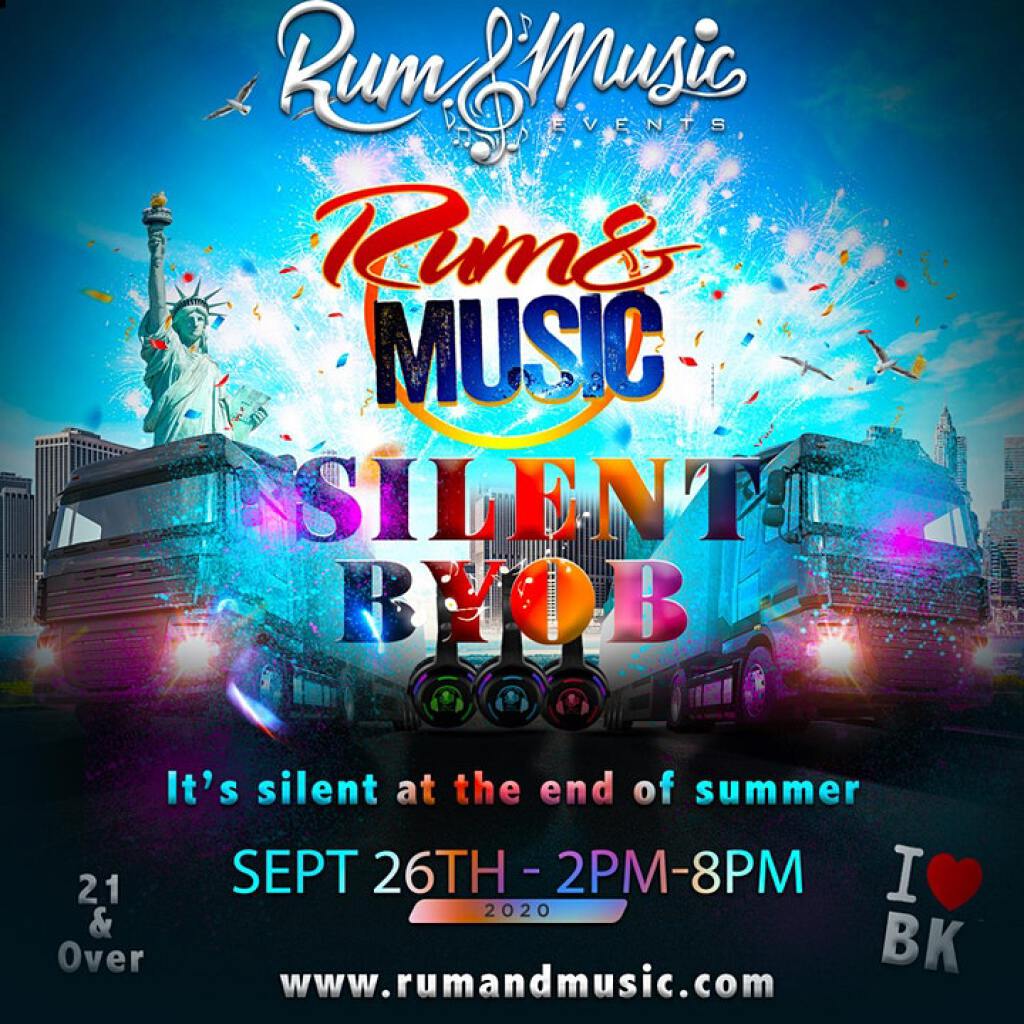 Rum And Music Silent BYOB  flyer or graphic.