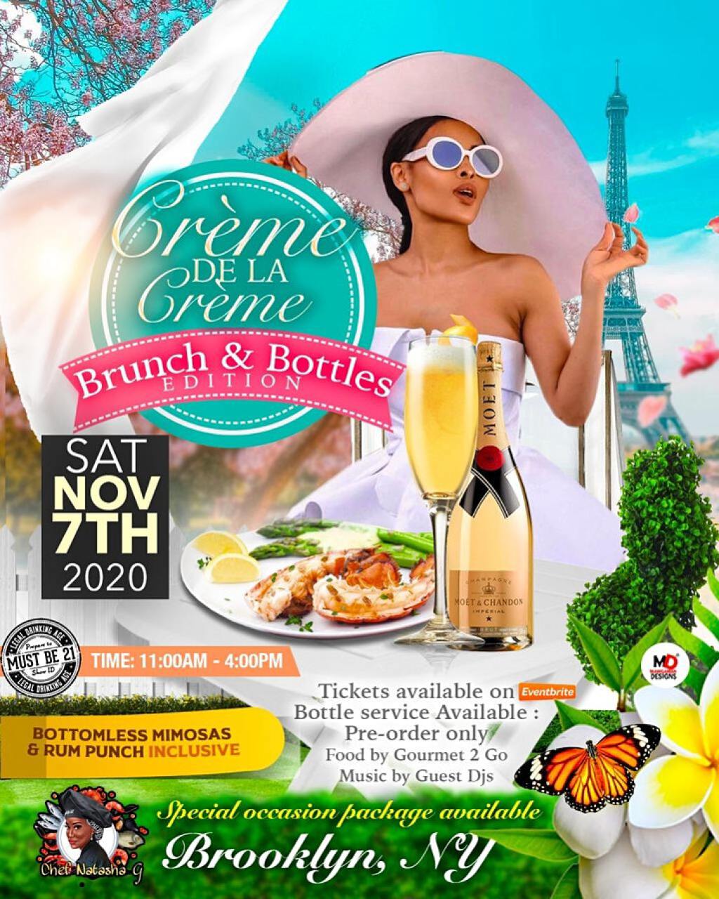 Crème De La Crème  Brunch & Bottles Edition flyer or graphic.