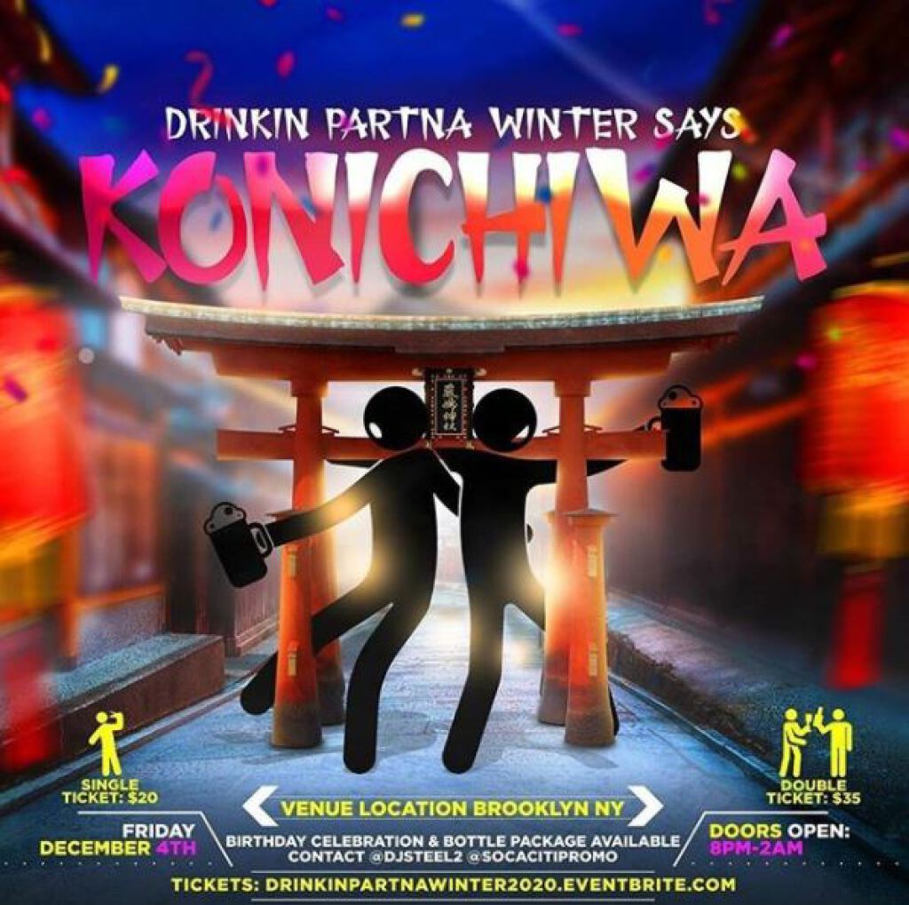 Kon'nichiwa flyer or graphic.