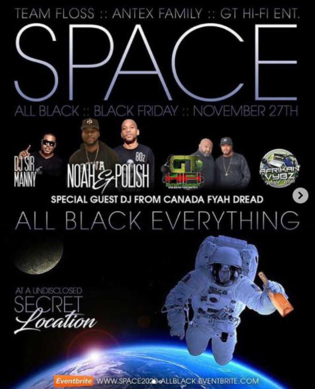 Space: All Black flyer or graphic.