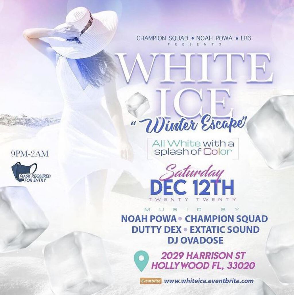 White Ice "White Escape" flyer or graphic.