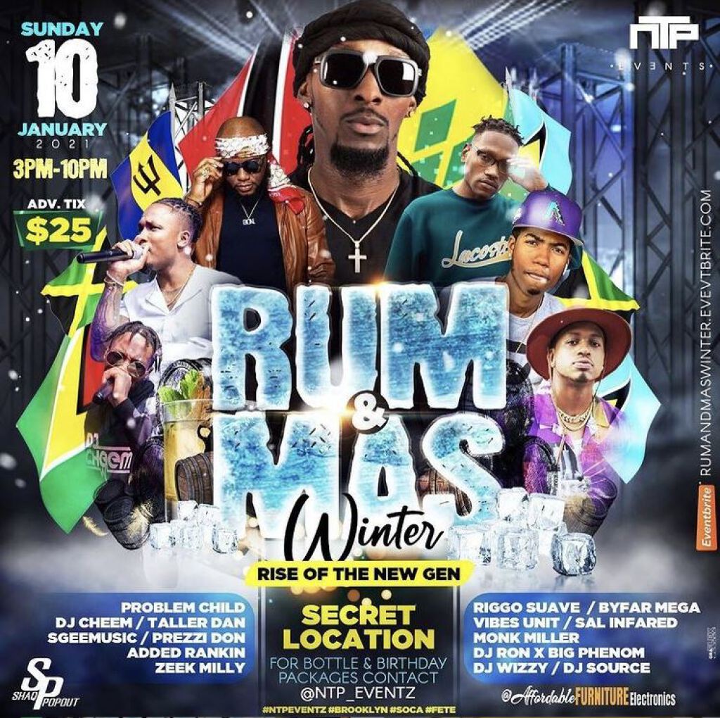 Rum & Mas Winter “Rise Of The New Gen" flyer or graphic.