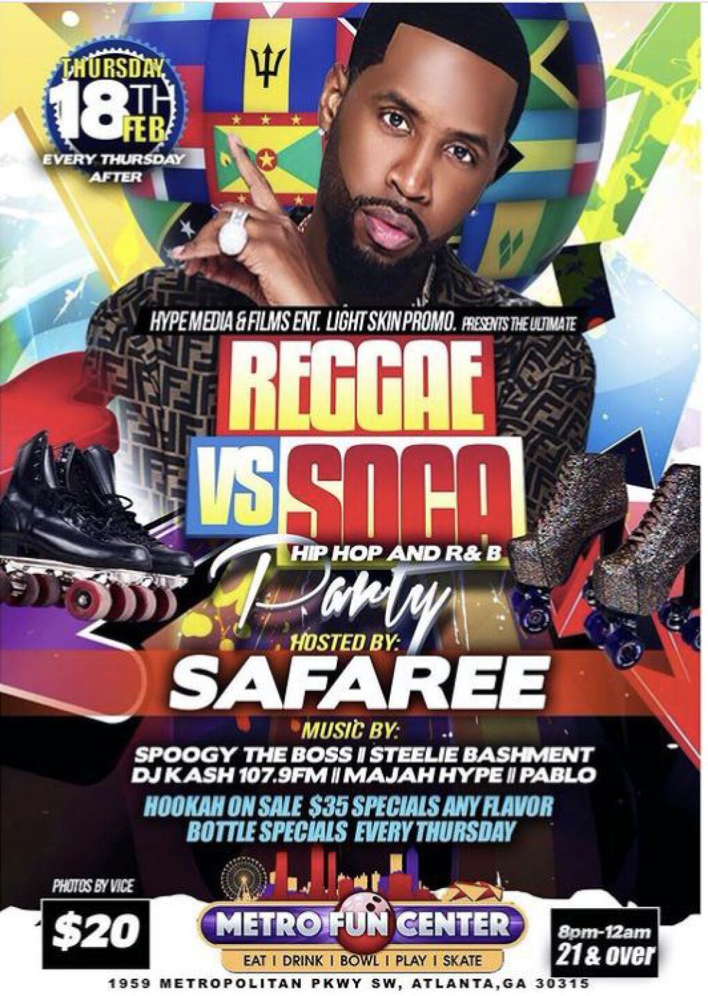 Reggae Vs Soca, Hip Hop & RnB Party flyer or graphic.