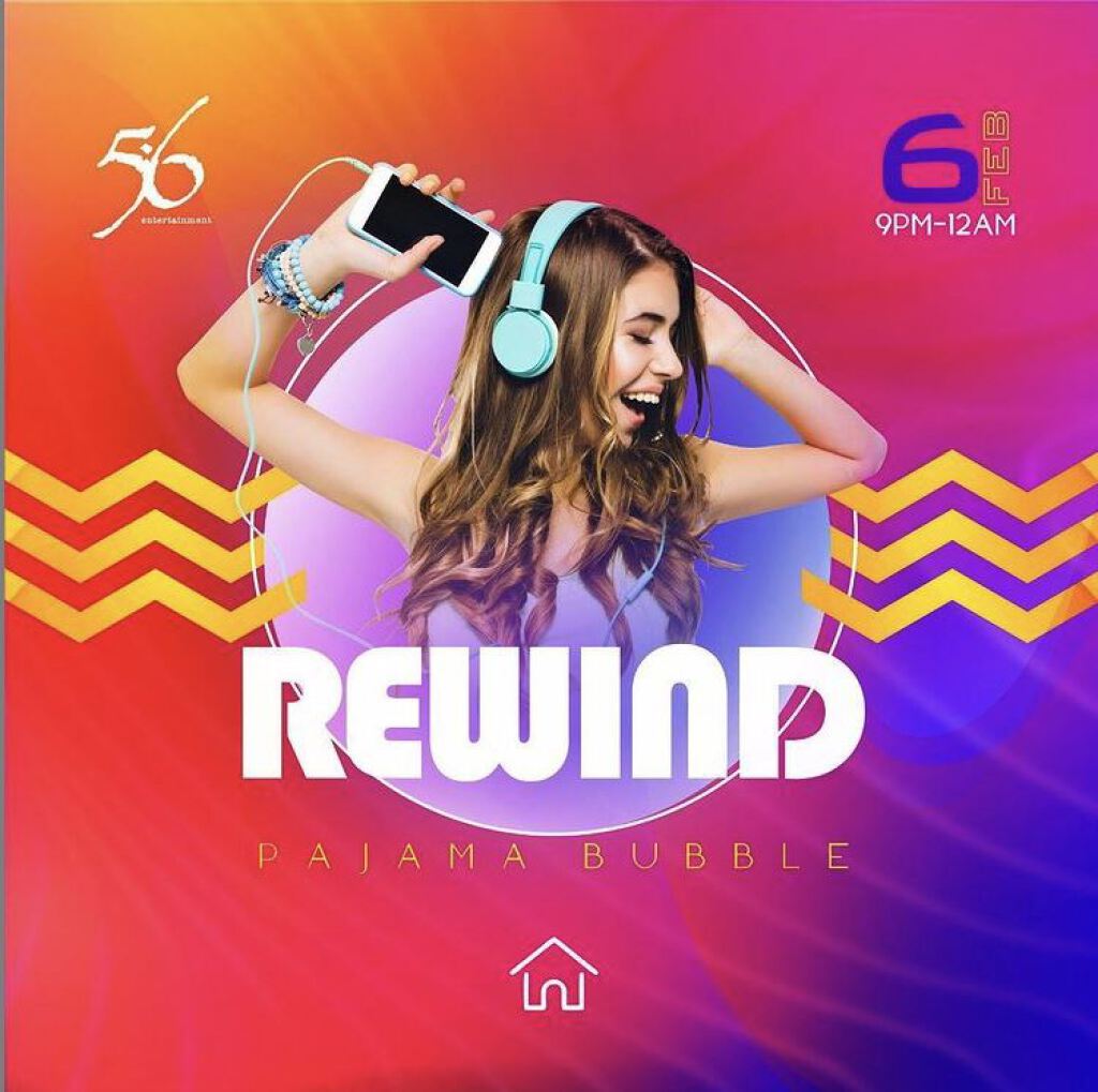 Rewind Pajama Bubble flyer or graphic.