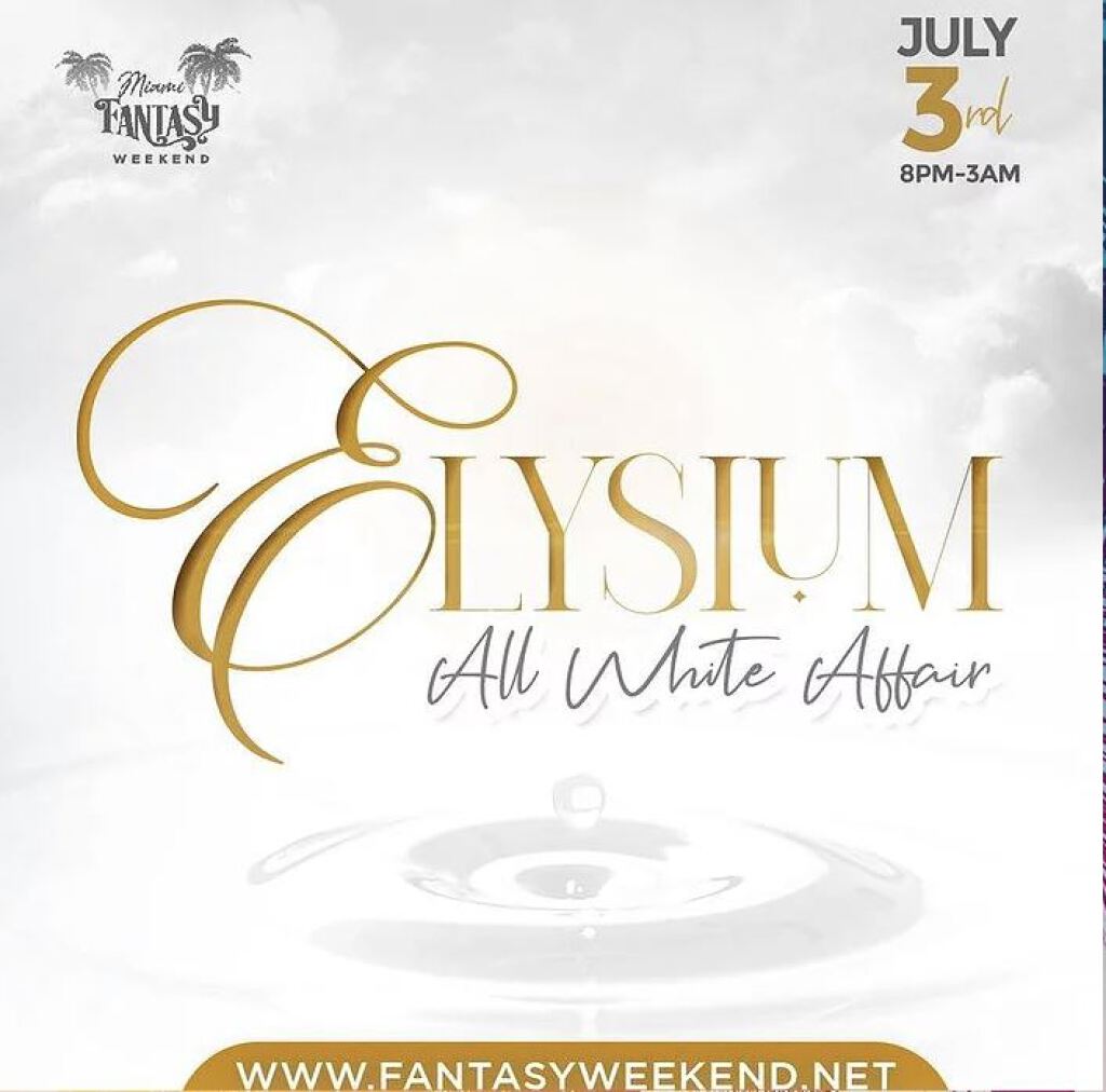 Elysium All White Affair flyer or graphic.