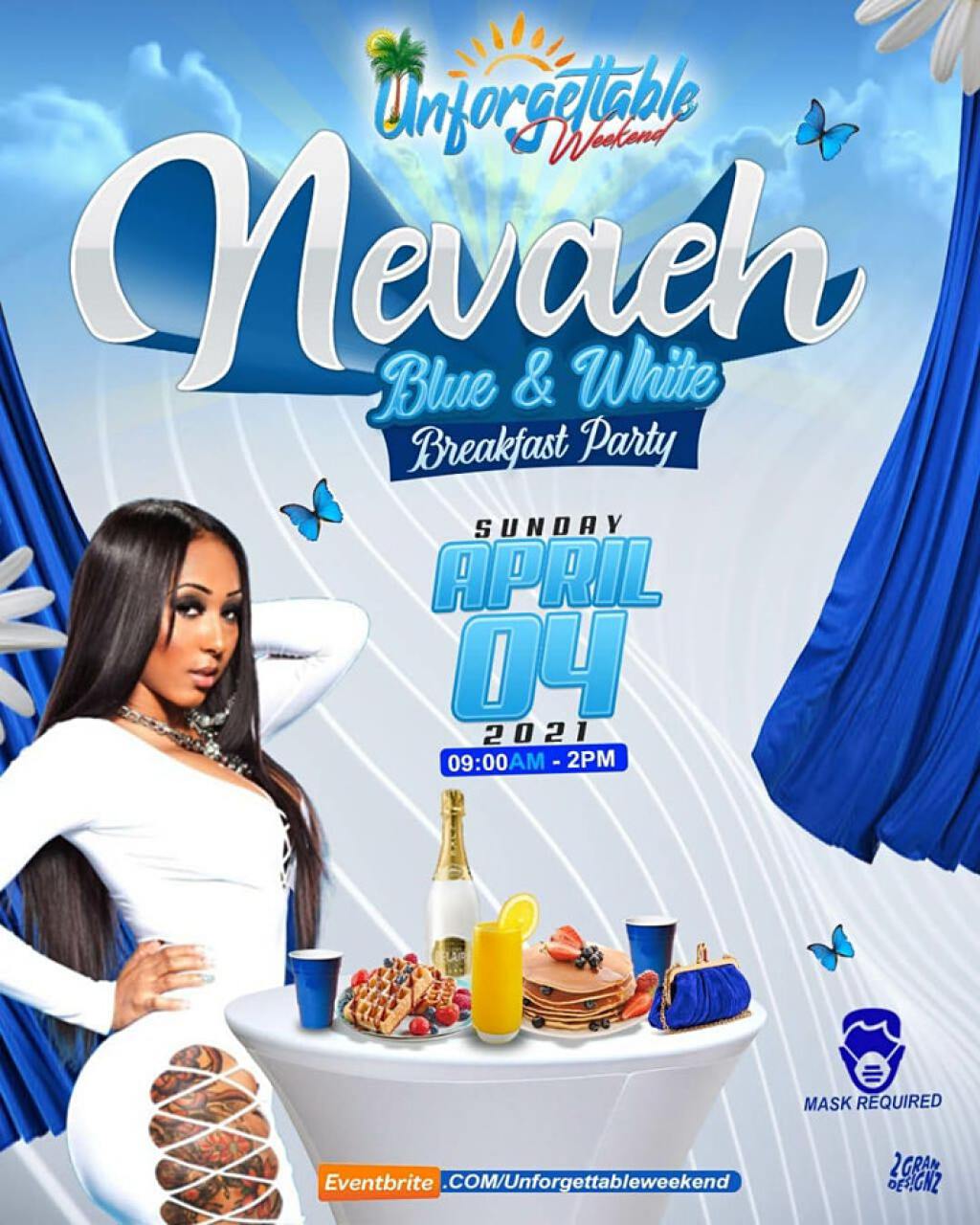 Unforgettable Weekend - Nevaeh Breakfast Party flyer or graphic.