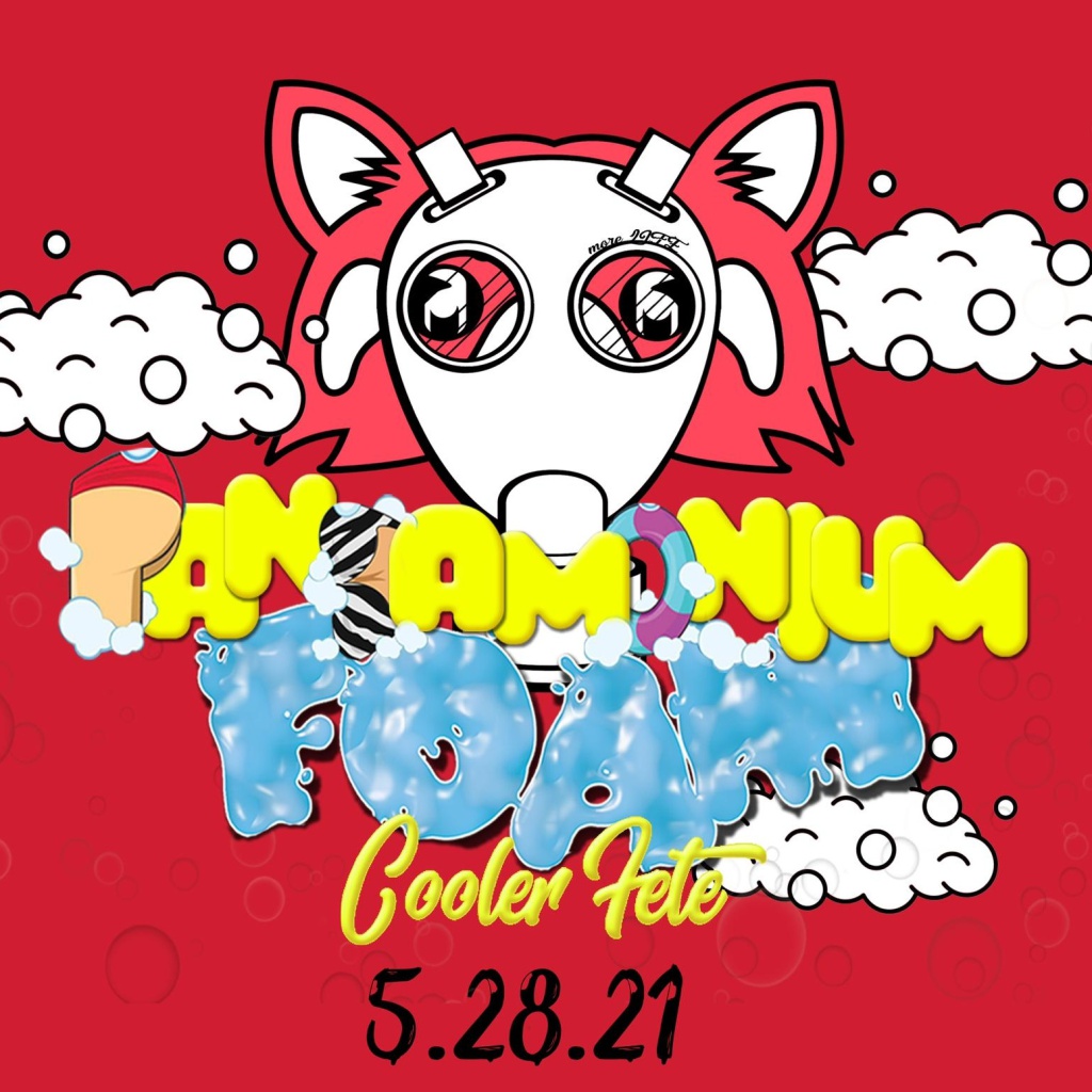 Pandamonium Foam Cooler Fete flyer or graphic.