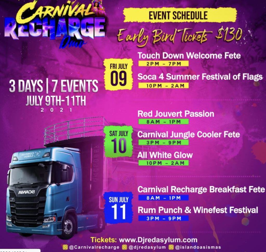 Carnival Recharge Weekend Pass flyer or graphic.